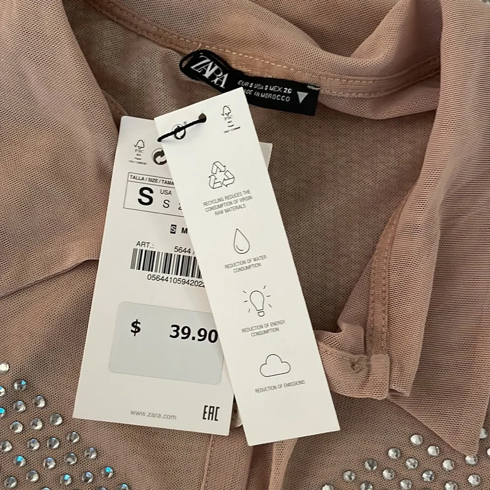 Zara nude mesh top w jewels - Picture 8 of 8
